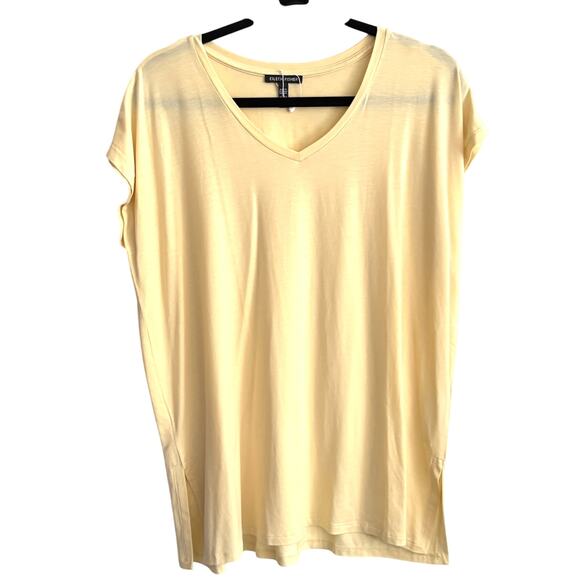 Eileen Fisher Tunic V Neck Tee S Yellow NWOT Top Blouse Capsule Minimalist Luxe - Picture 1 of 6